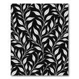 Elegant White Leaf on Black Area Rug