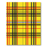 Bold Yellow Plaid Area Rug with Red Black Stripes