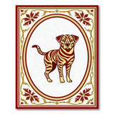 Ornate Framed Tiger-Striped Dog Area Rug