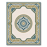 Ornate Teal Gold Mandala Persian Area Rug