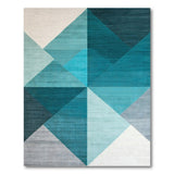 ODIKA Washable Geometric Teal & Blue Modern Area Rug - Low Pile Non-Slip Indoor Rug