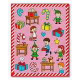 Festive Elves Wrapping Gifts Kids Cartoon Rug