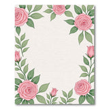 Pink Rose Floral Border Pink Area Rug