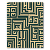 Teal Geometric Maze Beige Area Rug