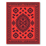 Vibrant Red Persian Area Rug with Black Floral Motifs