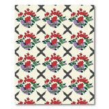 Vibrant Red Floral Vases Black Cross Pattern Rug
