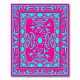 Pink Vibrant Pink Teal Traditional Persian Area Rug