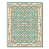 Teal Persian Floral Area Rug with Ornate Border