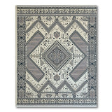 Black and White Heritage Tribal Geometric Black White Area Rug