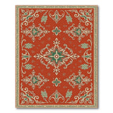 Red Traditional Persian Area Rug with Green Floral Motifs