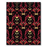 Red Black Tribal Mask Damask Area Rug