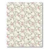 Delicate Pink Floral Line Art Area Rug