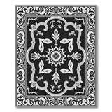 Traditional Persian Black and White Ornate Black White Persian Medallion Area Rug