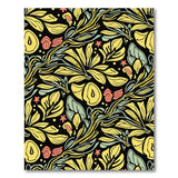 Vibrant Yellow Floral on Black Area Rug
