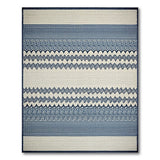 Navy Blue Coastal Wave Area Rug on Beige