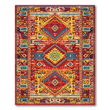 Vibrant Red Multi-Color Geometric Southwestern Rug