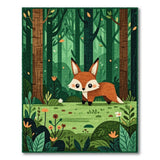 Whimsical Red Fox in Enchanted Green Forest Rug