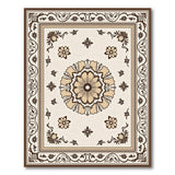 Beige and Neutral Beige Persian Floral Medallion Area Rug