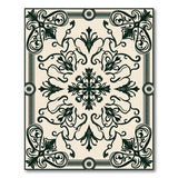 Ornate Black Floral Scrollwork Area Rug