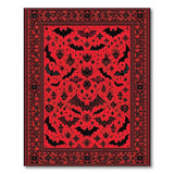 Red Gothic Bat Washable Area Rug - Non-Slip Low Pile