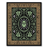 Gothic Emerald Skull Floral Area Rug