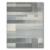 Modern Geometric Stripe Area Rug Black White Grey