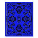 Royal Blue Ornate Floral Damask Area Rug