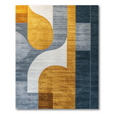 Modern Abstract Geometric Area Rug in Yellow Grey