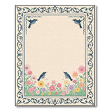 Vintage Floral Meadow Rug with Blue Birds