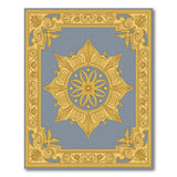 Ornate Gold Medallion Blue Area Rug
