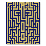 Navy Blue Maze on Gold Geometric Area Rug