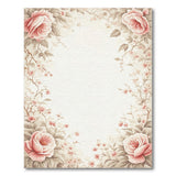 Blush Pink Rose Floral Border Area Rug