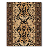 Tan Leopard Print Rug with Persian Borders