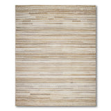 Beige Striped Textured Woven Boho Rug