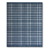 Navy Plaid Fringe Area Rug
