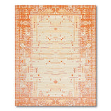 Vibrant Orange Geometric Border Area Rug