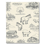 Rustic Farmstead Line Art Area Rug
