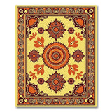 Cream Sunflower Medallion Oriental Rug