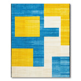 Bold Blue Yellow Geometric Abstract Area Rug