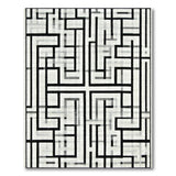 Maze Labyrinth Black White Area Rug