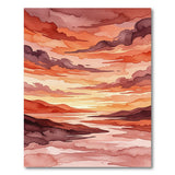 Watercolor Sunset Landscape Area Rug