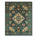 Heritage Tribal Blue and Teal Teal Heritage Tribal Geometric Area Rug