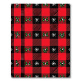 Festive Red Black Plaid Holly Snowflake Area Rug