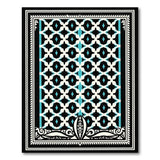 Teal Diamond Geometric Area Rug Black White