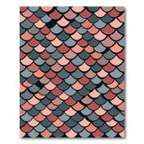 Pink Teal Fish Scale Area Rug