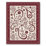 Red Paisley Swirl Area Rug with Stars
