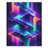 ODIKA Cyberpunk Geometric Neon Washable Rug - Low Pile, Non-Slip & Pet Friendly Area Rug