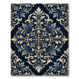 Luxurious Navy Gold Baroque Floral Rug