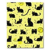 Playful Black Cats Doodles Yellow Area Rug