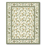 Vintage Floral Cream Rug with Peach Roses